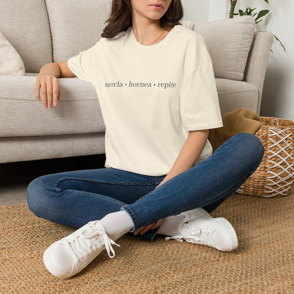 Mezcla • hornea • repite Tee