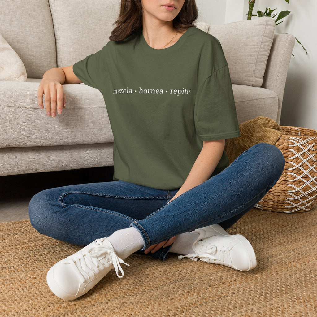 Mezcla • hornea • repite Tee