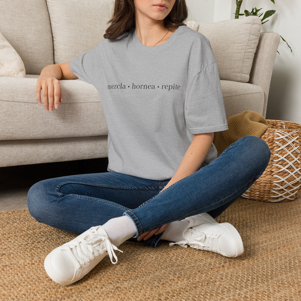 Mezcla • hornea • repite Tee