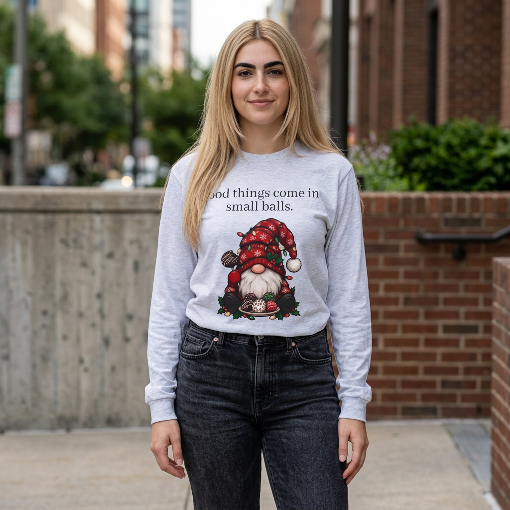 good things come in small balls long sleeve tee