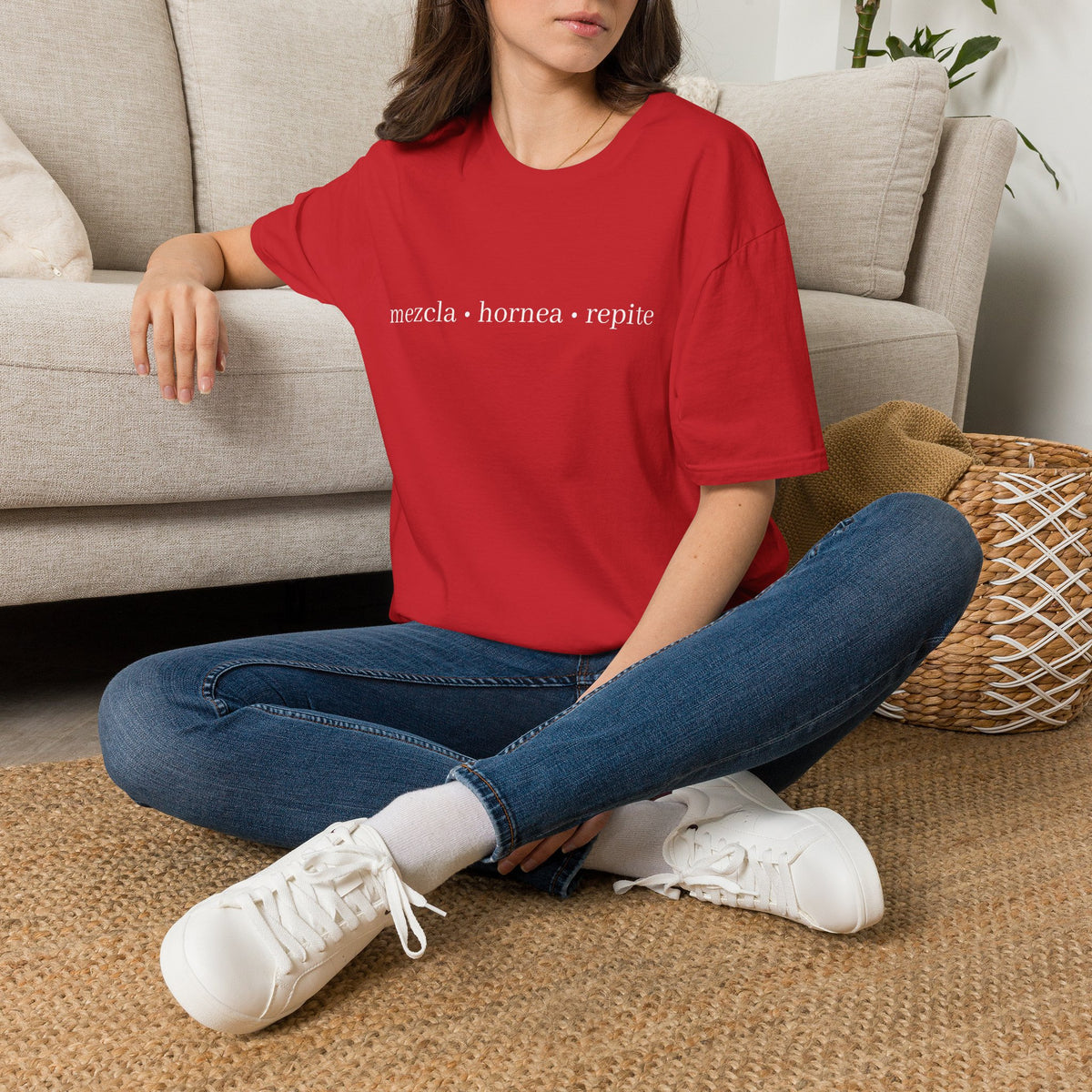 Mezcla • hornea • repite Tee